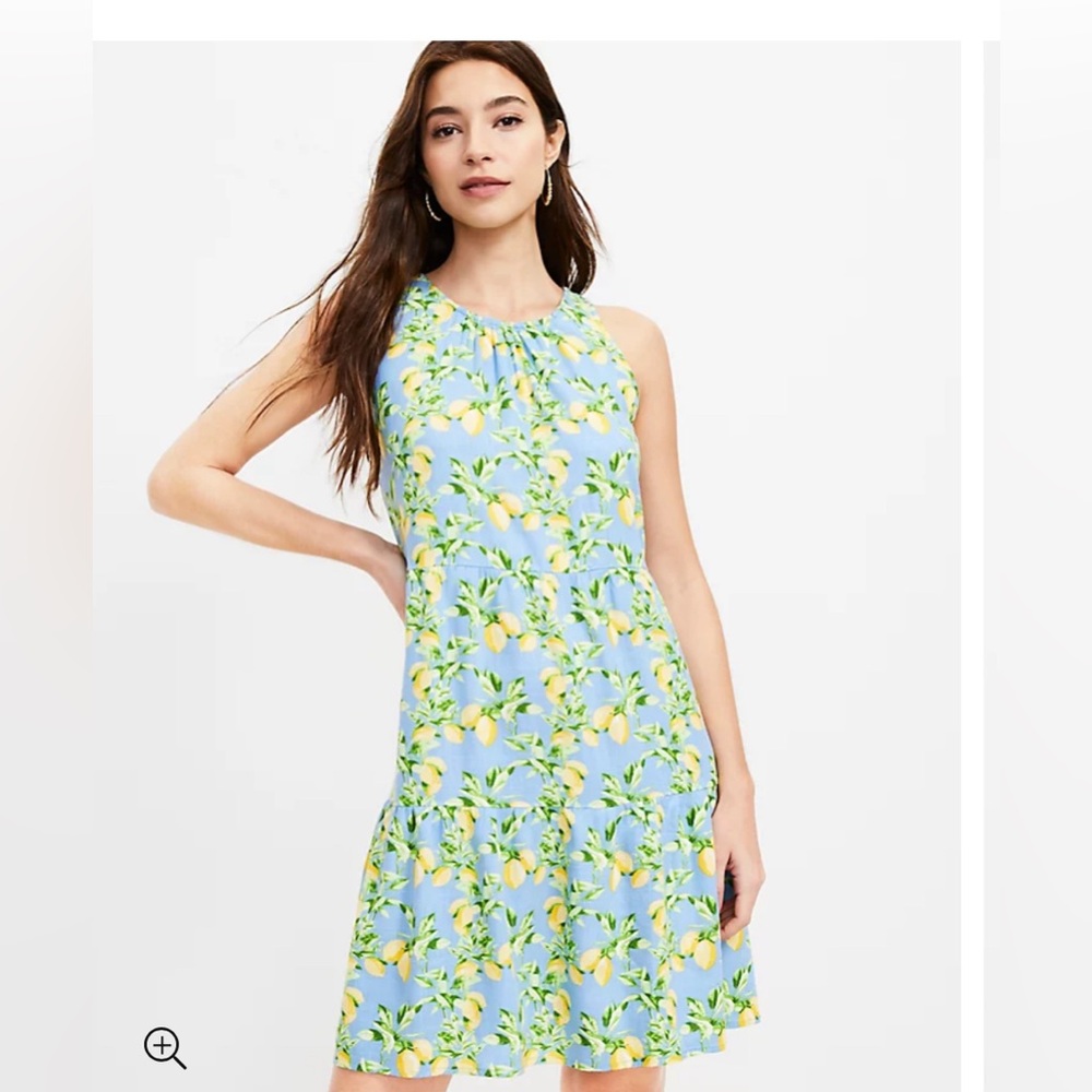 Loft lemon tiered summer dress